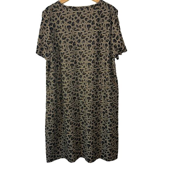 Cato Leopard Print Brown Midi Dress Pockets V Neck 18/20W - Picture 2 of 7